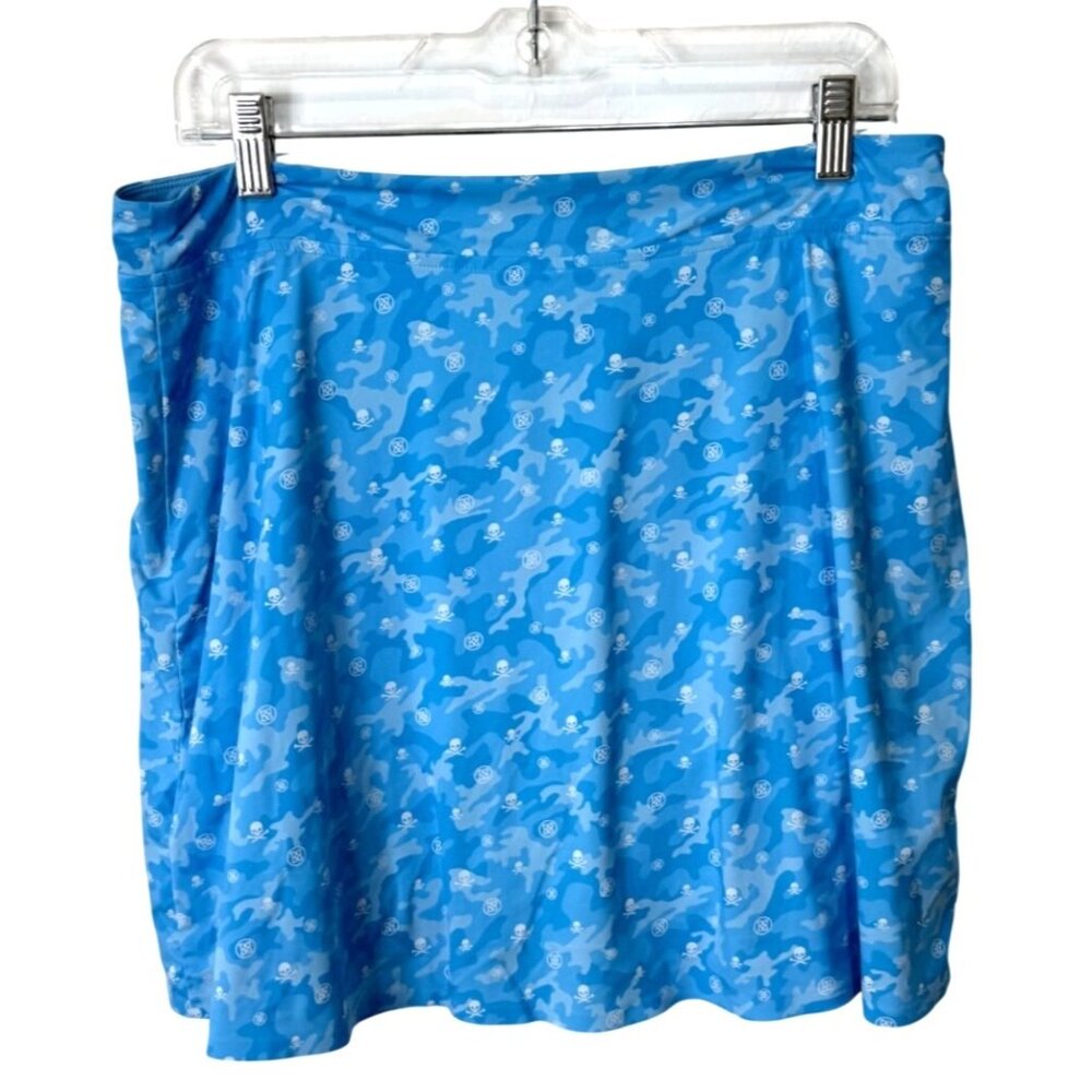 G/Fore G4 Womens Golf Skort Camo Skulls Tees Print Blue Nylon Size L - Picture 2 of 6